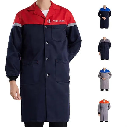 Unisex durable long sleeve workwear lab coat with pockets