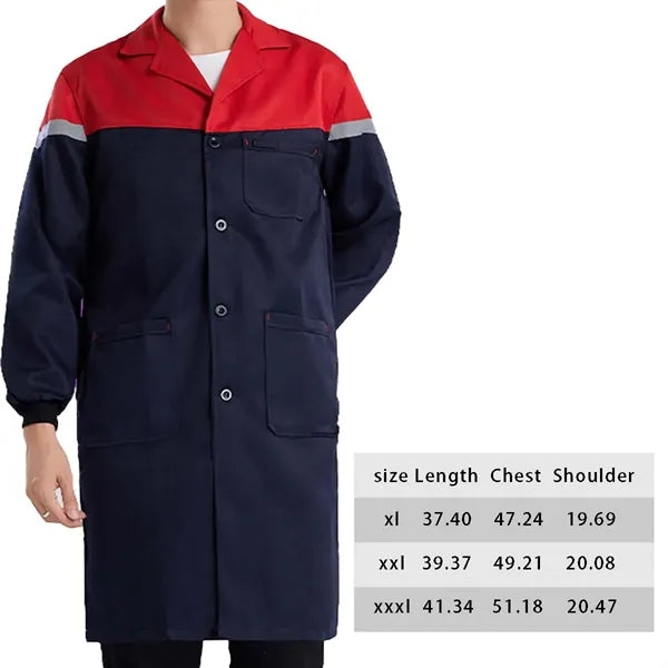 Unisex durable long sleeve workwear lab coat with pockets