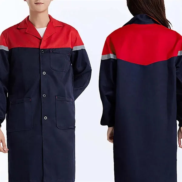 Unisex durable long sleeve workwear lab coat with pockets