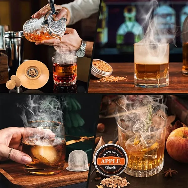 6 flavors wood chips men gifts cocktail whiskey smoker kit