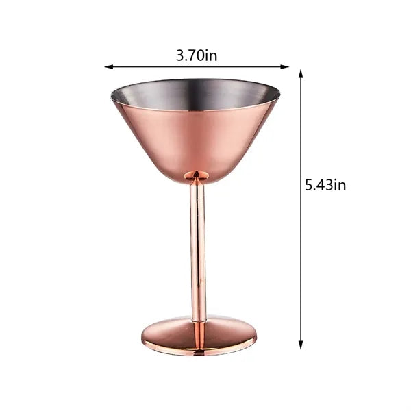 Elegant beach bar cocktail stainless steel martini glasses