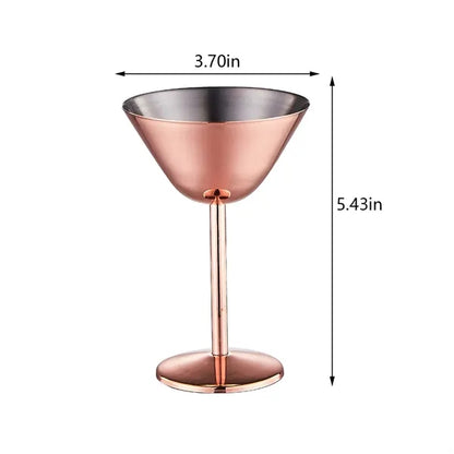 Elegant beach bar cocktail stainless steel martini glasses