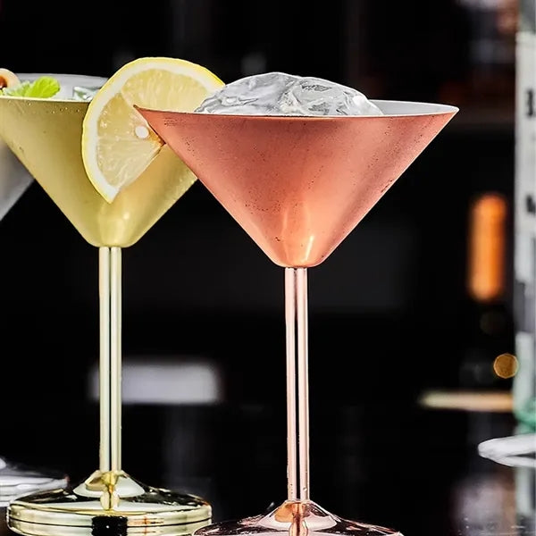 Elegant beach bar cocktail stainless steel martini glasses