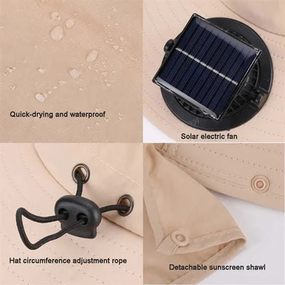 Outdoor Wide Brim Sun Hats With Solar Fan