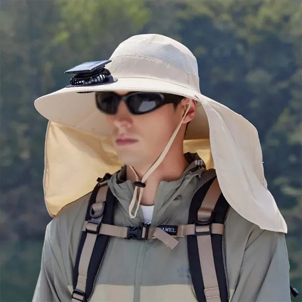 Outdoor Wide Brim Sun Hats With Solar Fan