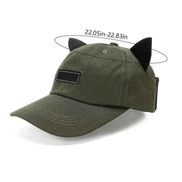 Retro hip hop baseball cap peaked cat ears aviator hat