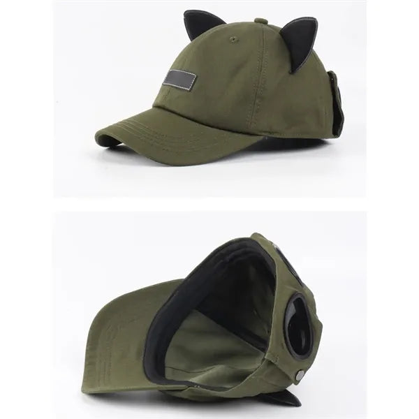 Retro hip hop baseball cap peaked cat ears aviator hat