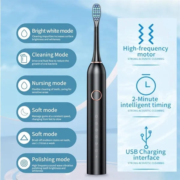 6 Modes Ultrasonic Electric Travel Toothbrush With Case