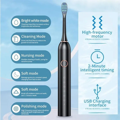 6 Modes Ultrasonic Electric Travel Toothbrush With Case