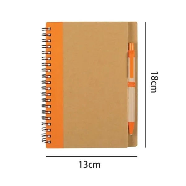 Recycled Spiral Notebook and Pen Set with Custom Logo