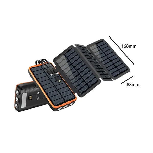 Wireless Solar Power Bank w/ Flashlight Multi Port Charging