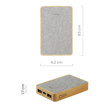 Eco Bamboo Power Bank with RPET Fabric Dual USB