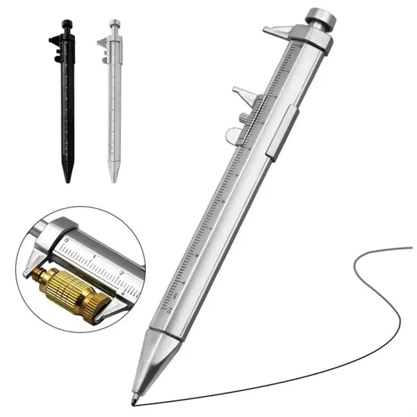 Caliper Style Ballpoint Pen with Blue Ink Refill