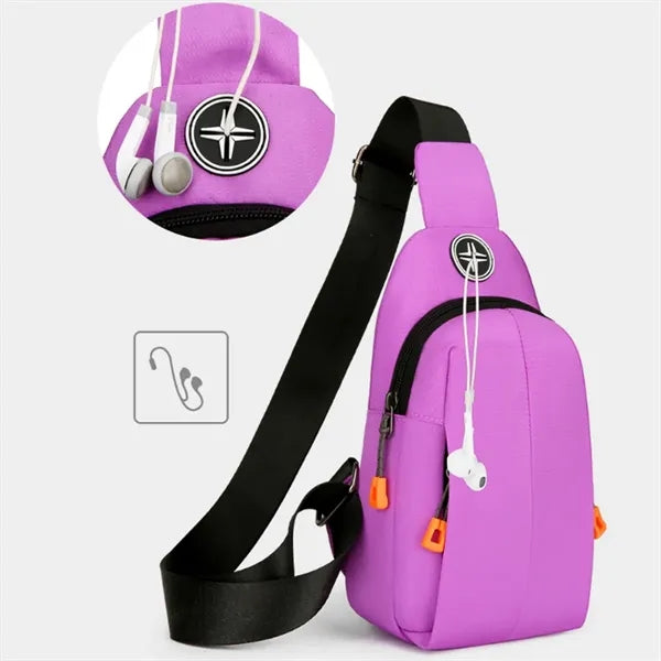 Travel Outdoor Crossbody Sling Bag w/ Headphone Jack
