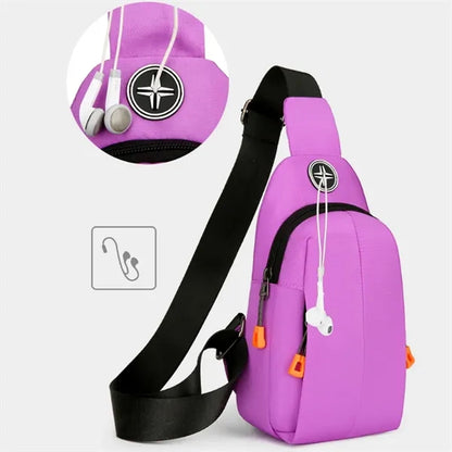 Travel Outdoor Crossbody Sling Bag w/ Headphone Jack