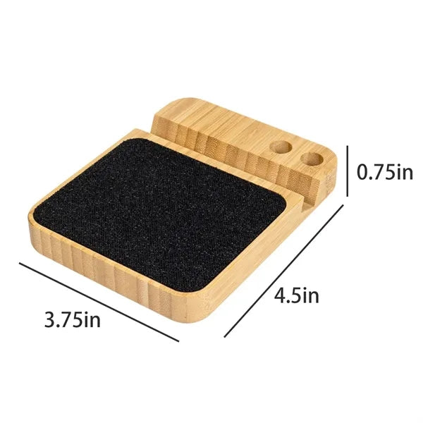 Bamboo Wireless Charger Stand with Pen Holder Mobile