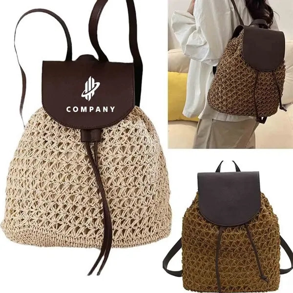 Women's Straw Woven Backpack