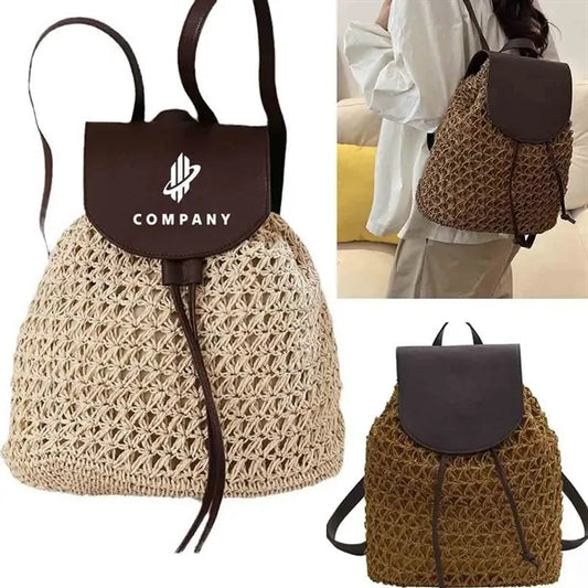 Women's Straw Woven Backpack