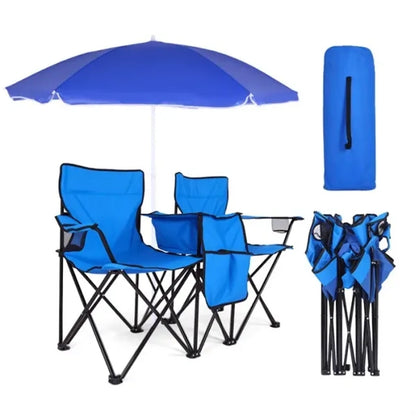 Portable Beach Umbrella Foldable Chair with Cooler Bag