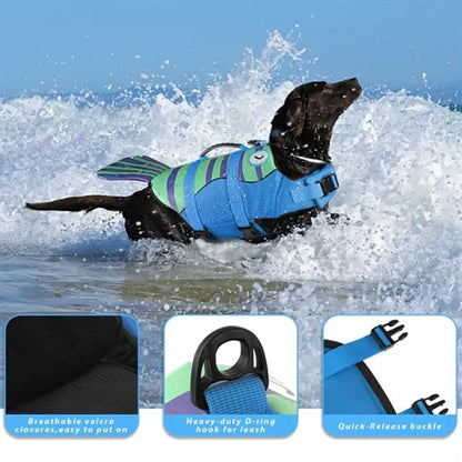 High buoyancy ripstop shark dog life jacket safety vest
