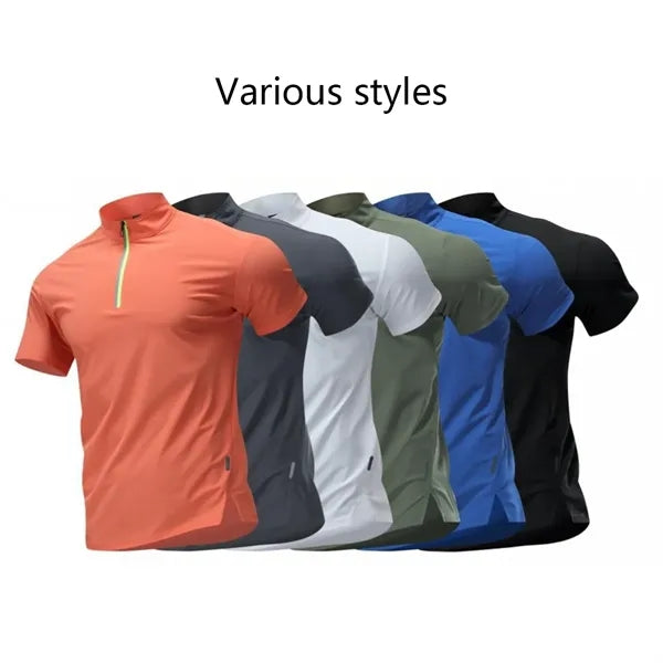 Quick dry casual running slim fit mock neck polo shirts