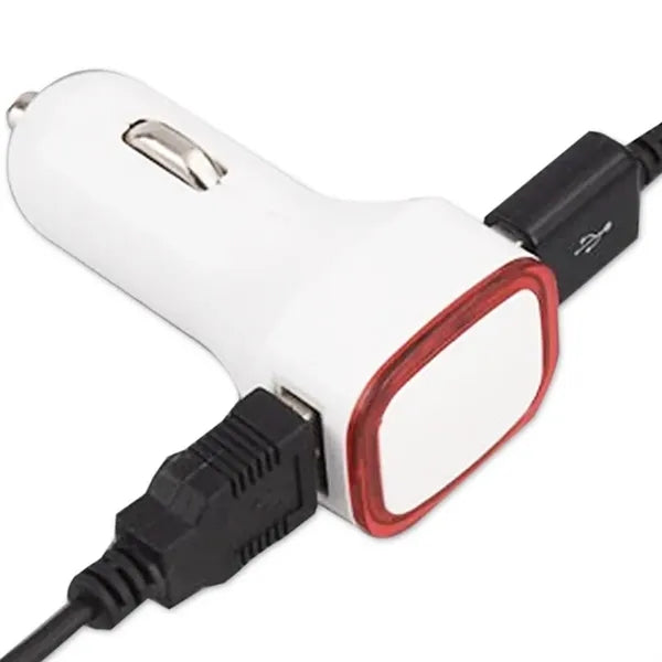 Dual USB Car Charger Adapter w/ LED Light for Mobile Devices
