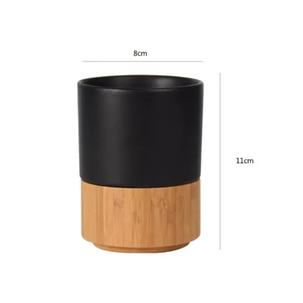 8oz. Ceramic Mug with Bamboo Base Custom Logo Cups