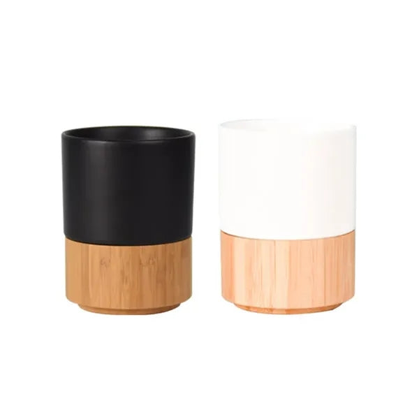 8oz. Ceramic Mug with Bamboo Base Custom Logo Cups