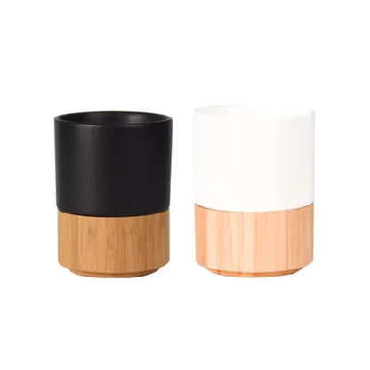 8oz. Ceramic Mug with Bamboo Base Custom Logo Cups