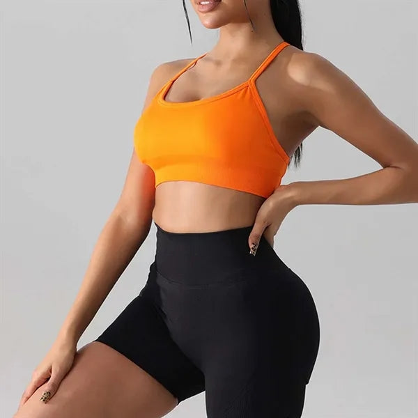 Workout gym women clothing high support sports strappy bras