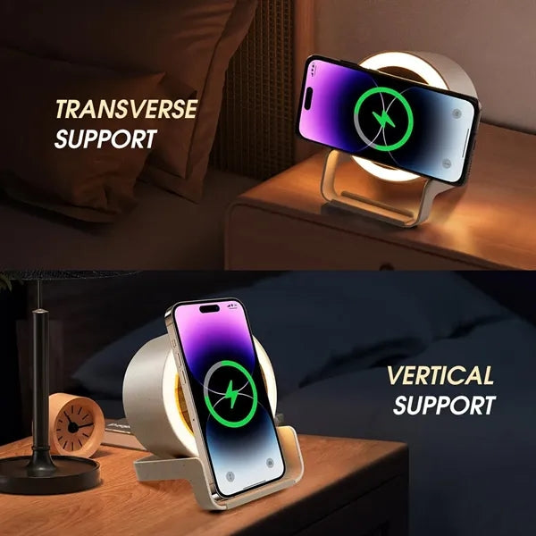 Music Bedside Lamp with Wireless Charger Speaker