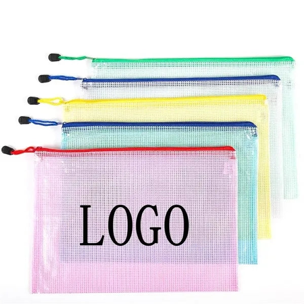 A4 PVC Mesh Zipper Pouch for Document Storage