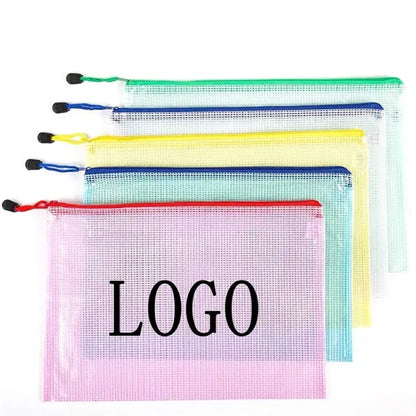 A4 PVC Mesh Zipper Pouch for Document Storage