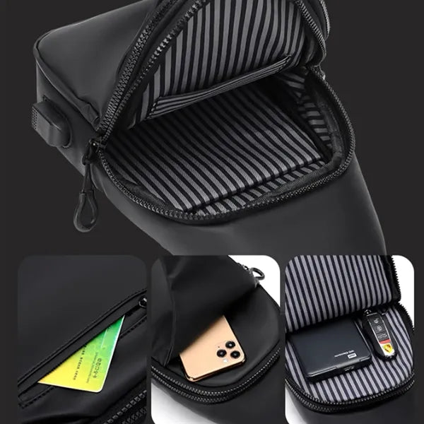 Anti-Theft Sleek Crossbody Sling Bag with USB Charging Port