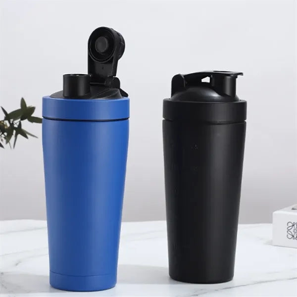 30Oz. Stainless Steel Shaker Bottle with Flip Lid and Handle