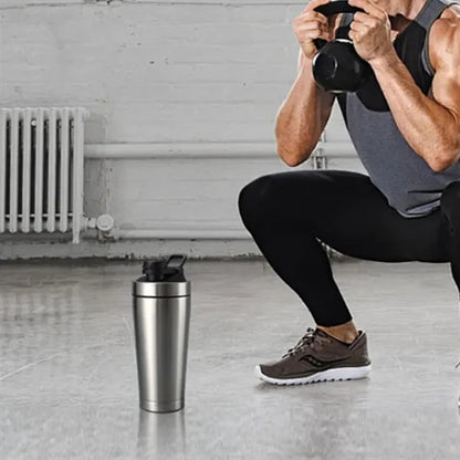 30Oz. Stainless Steel Shaker Bottle with Flip Lid and Handle