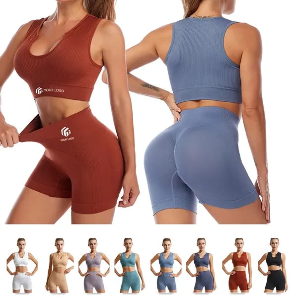 Yoga workout gym women high waist legging with sport bra set