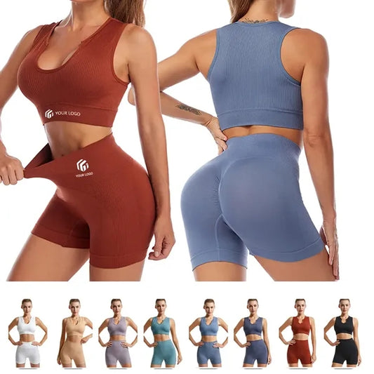 Yoga workout gym women high waist legging with sport bra set