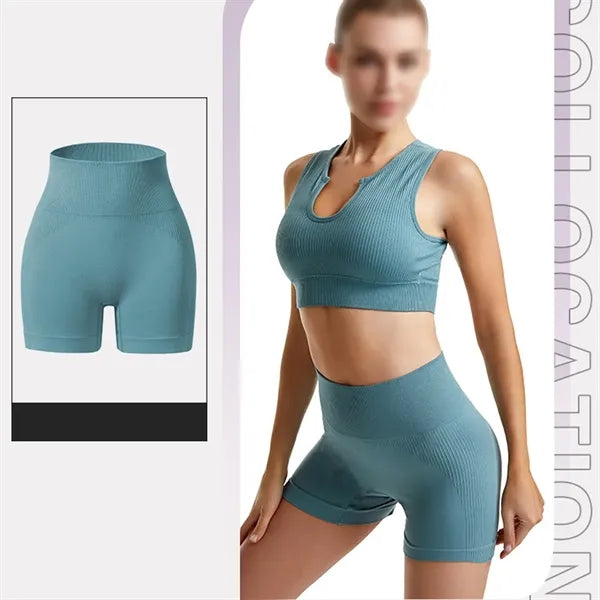 Yoga workout gym women high waist legging with sport bra set