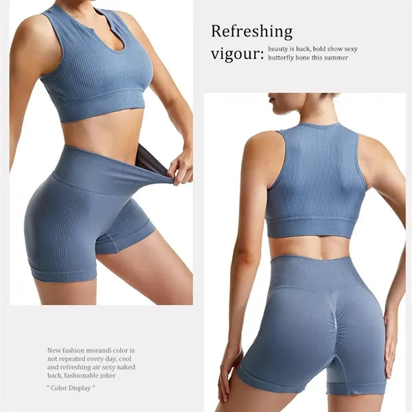 Yoga workout gym women high waist legging with sport bra set