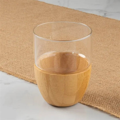 16oz. Glass Cup with Bamboo Base Custom Logo Gift Mugs