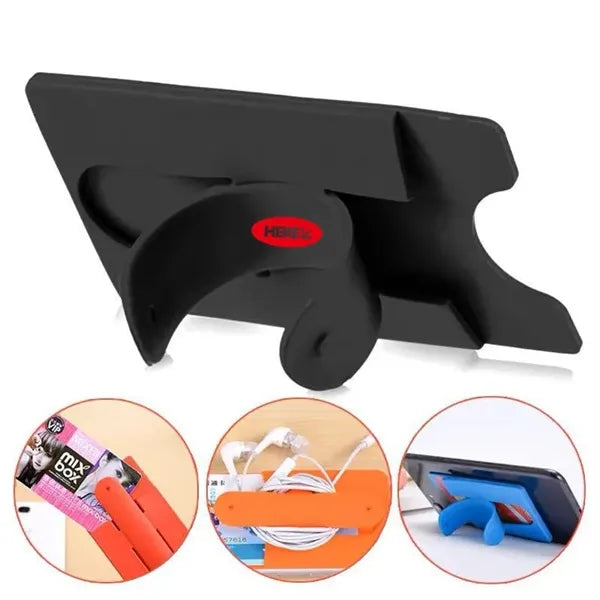 Soft Silicone U-Shaped Phone Stand with Card Storage