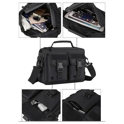 Durable Tactical Messenger Shoulder Bag w/ USB Charging Port
