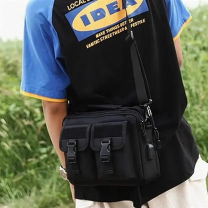 Durable Tactical Messenger Shoulder Bag w/ USB Charging Port