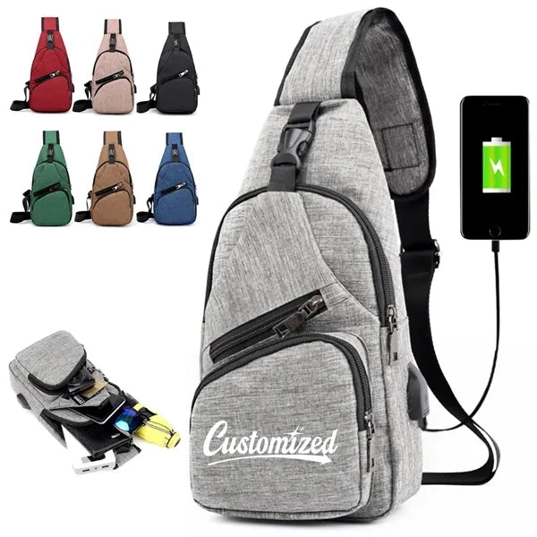 Versatile USB Charging Crossbody Sling Bag for Travel Sport