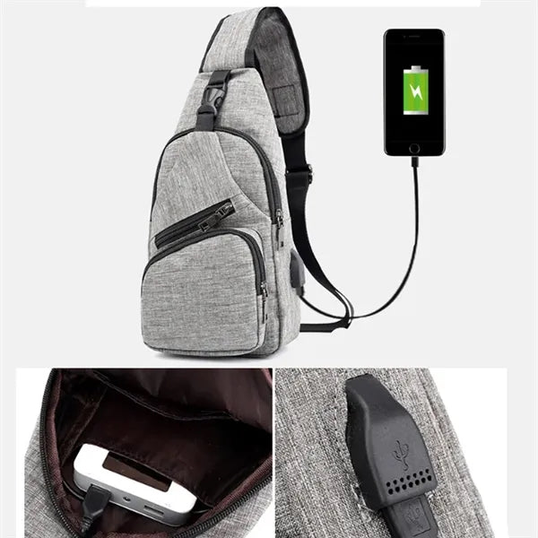 Versatile USB Charging Crossbody Sling Bag for Travel Sport