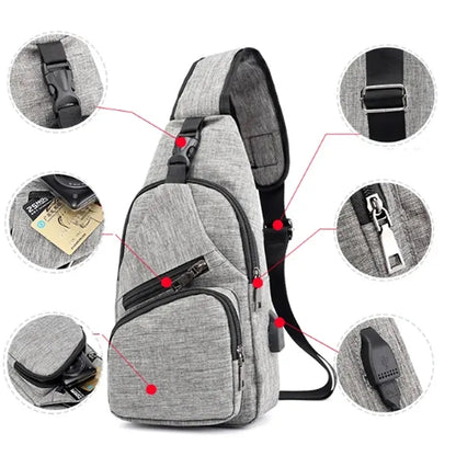 Versatile USB Charging Crossbody Sling Bag for Travel Sport