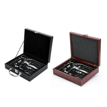 9-Piece Premium Leather Wine Opener Accessory Set