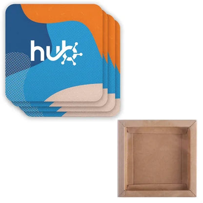 4 Pc. reGen Recycled Polyester Square Dye Sub Coaster Set