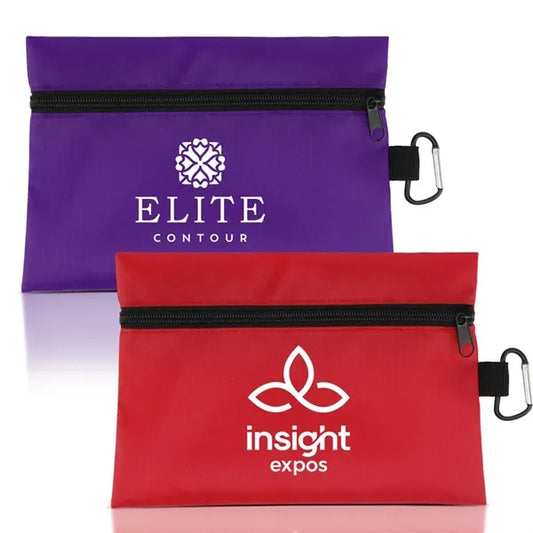 8.5" X 6" Ripstop Utility Zipper Pouch With Carabiner